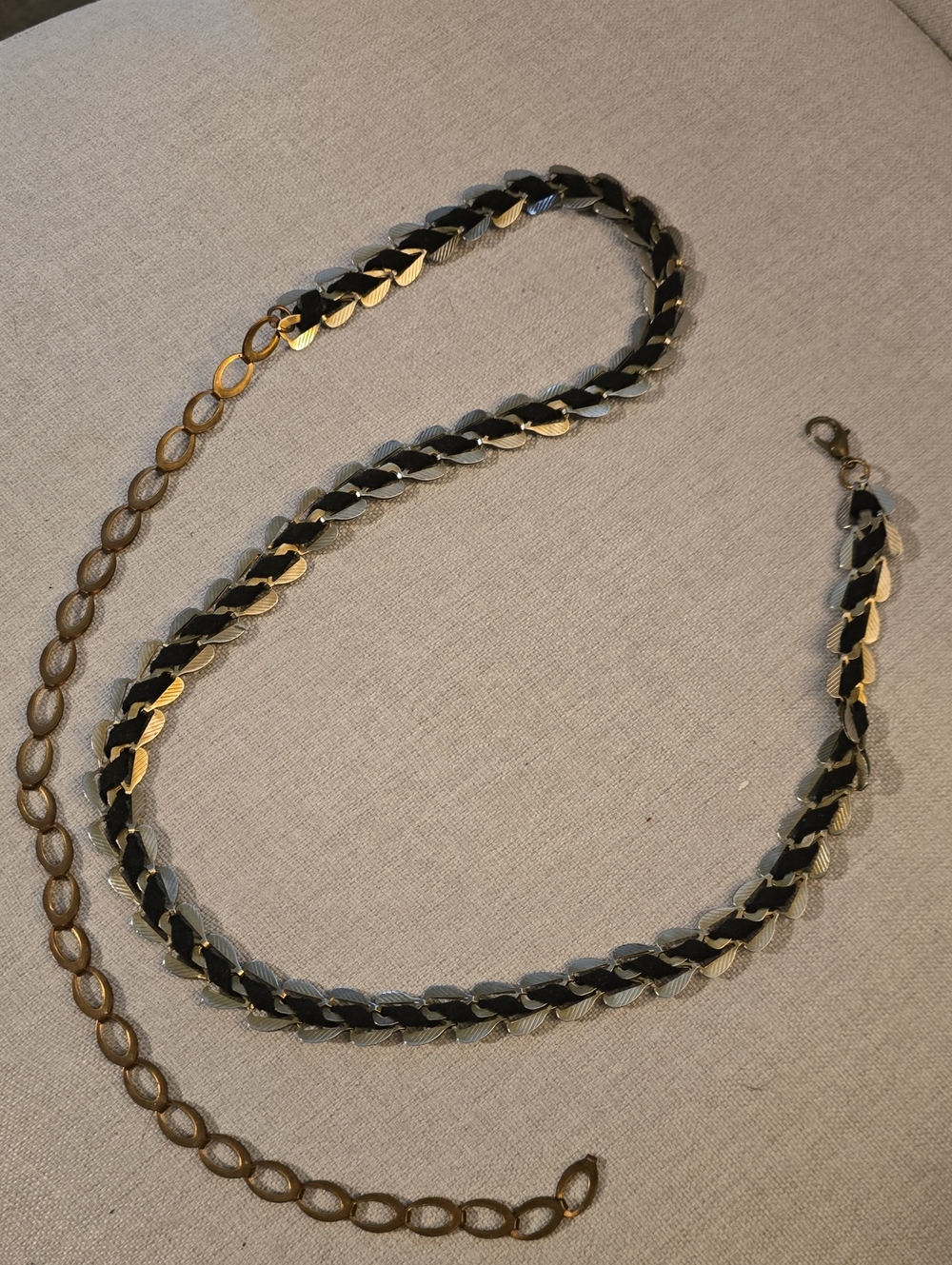 Silver and Black Braided Chain Belt - Women's Accessory